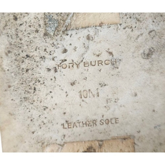 Tory Burch Women Leather Thong Sandals Gold Logo Beads Tan Flat Flip Flop Sze10M - Picture 7 of 9